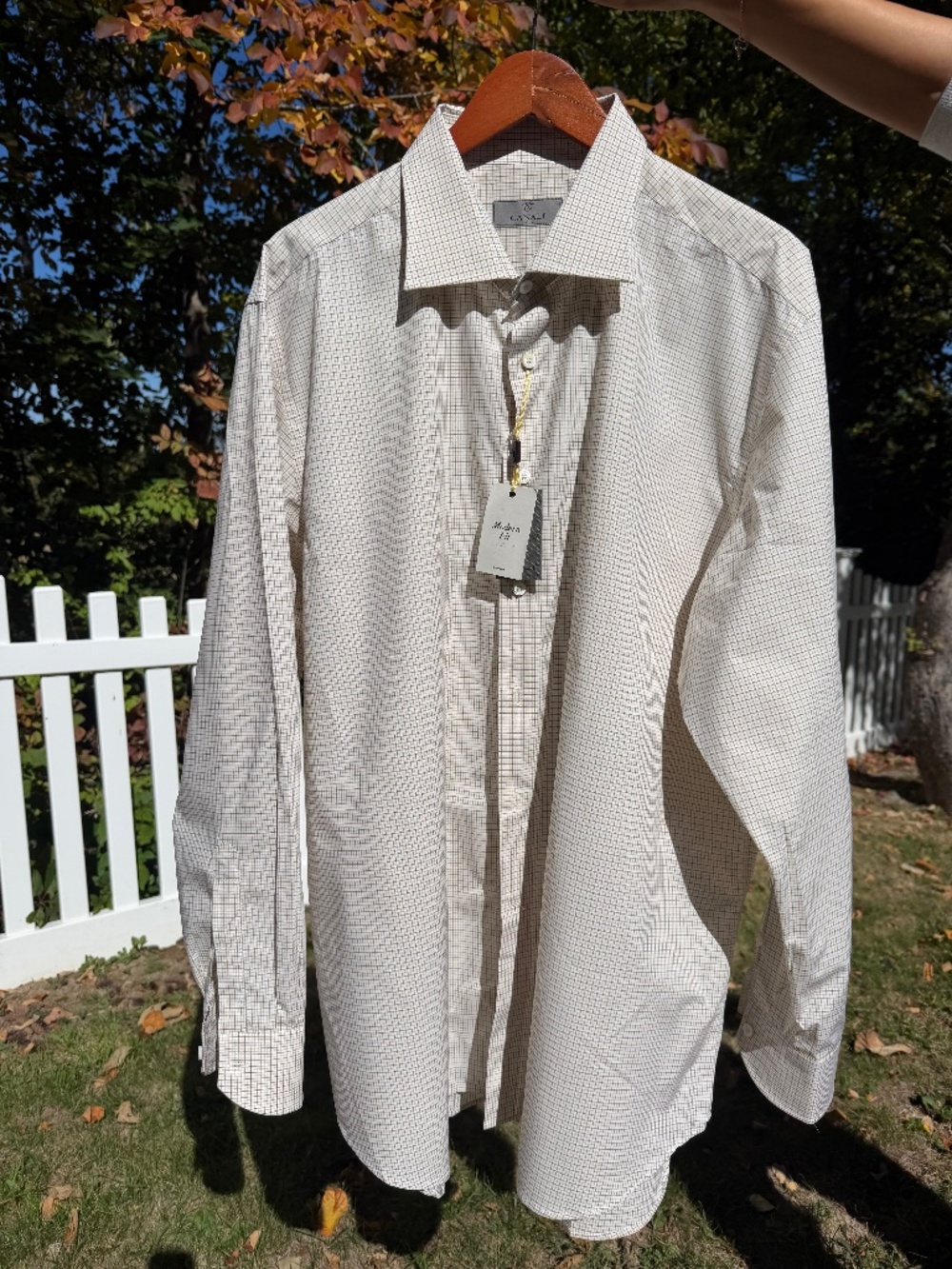 Canali 1934 Men's Dress Shirt 47 18.5 Modern Fit 100% Cotton Italy NWT Check